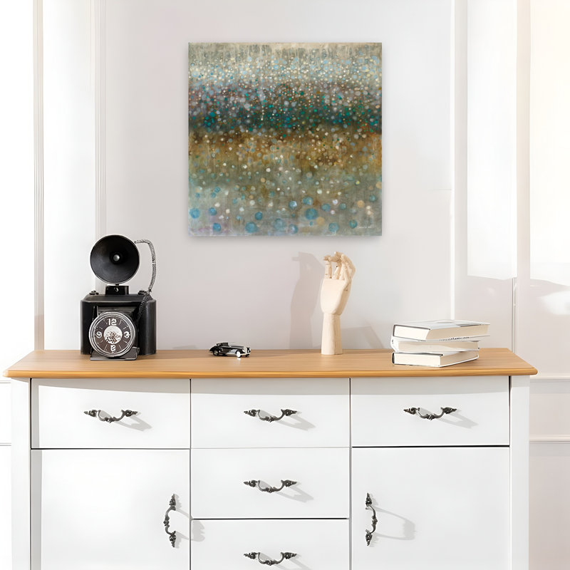 Pluie abstraite contemporaine avec art abstrait beige, H 18 po x l 18 po