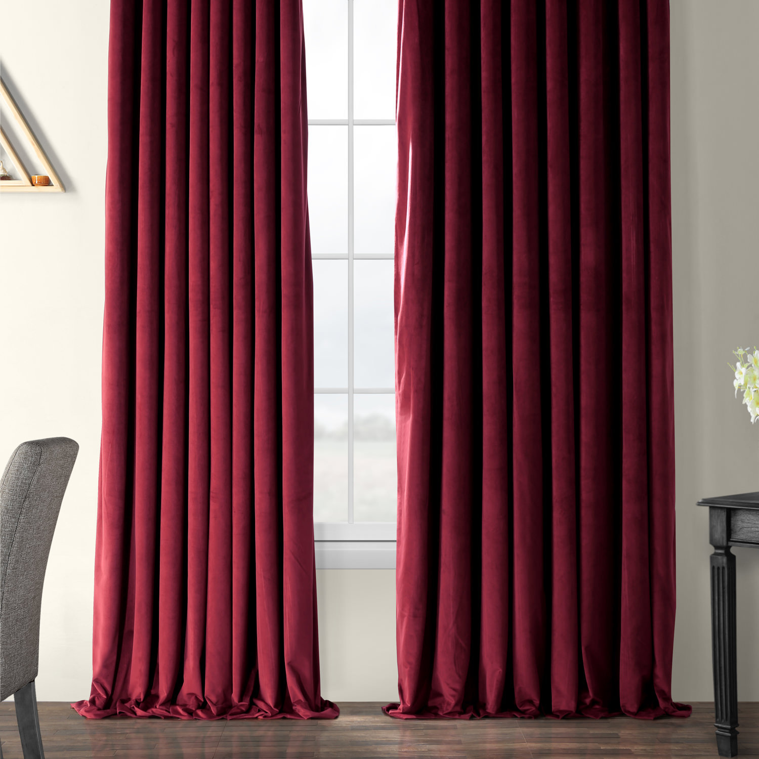 Indianapolis Extra Wide Blackout Velvet Curtain, 100" x 96", Silver Gray