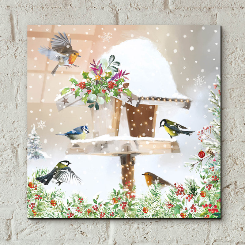  «Christmas Flock» par Elle Media Group SA, art mural en verre acrylique, 12 po x 12 po, H 12 po x l 12 po