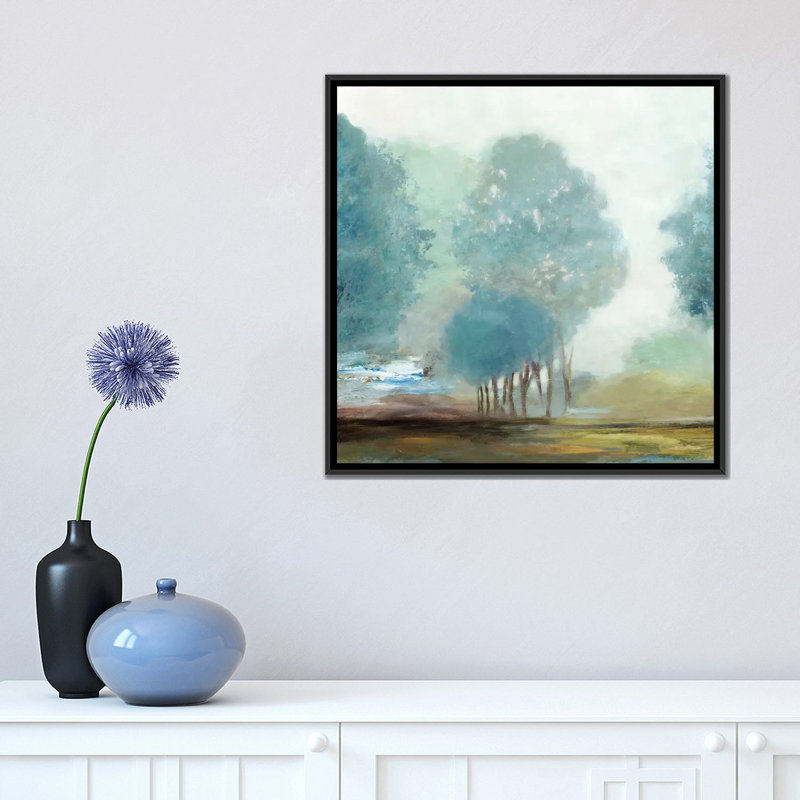 « bleuet hill i, square », impression sur toile, H 18 po x l 18 po x P 1,5 po, Toile avec cadre noir, Pas de tapis