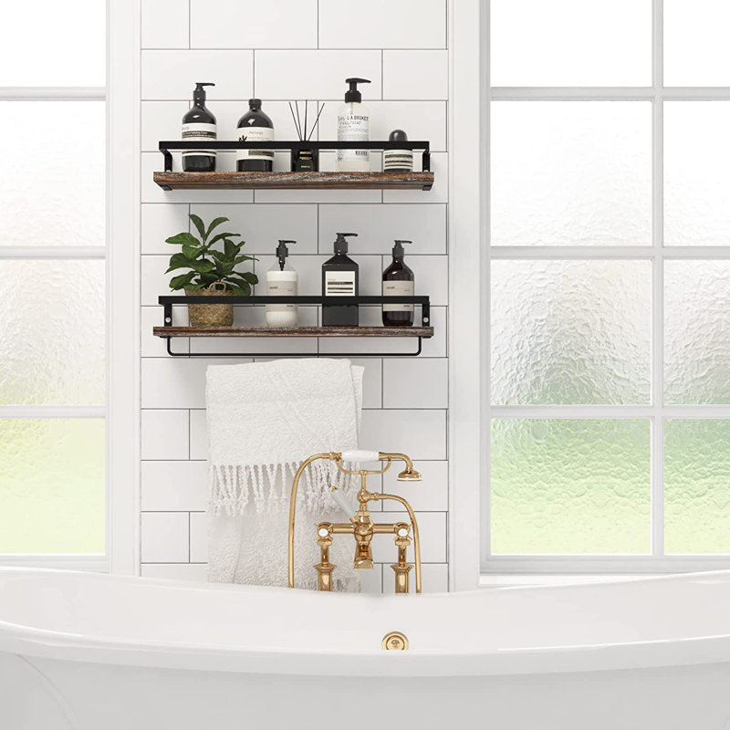 Akakios 2 Piece Floating Shelf, White Washed