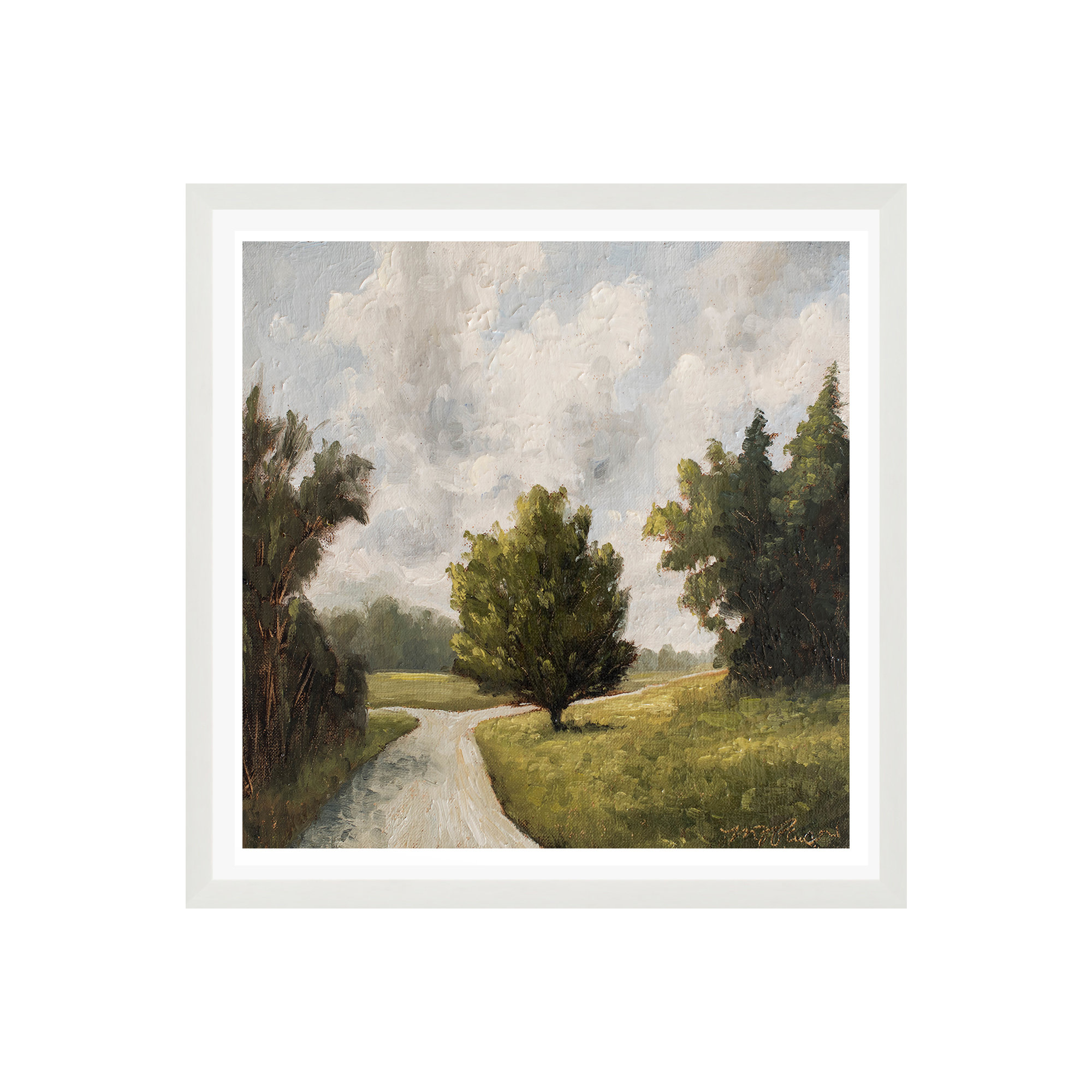 Around The Bend by Miss Mustard Seed, White Framed Paper, 12" H x 12" W x 0.75" D, Yes