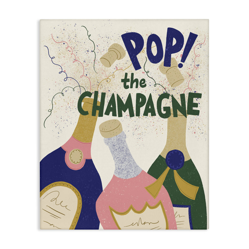 Art pop sur toile Pop The Champagne Celebrate par Kristina Hultkrantz, H 30 po x l 24 po