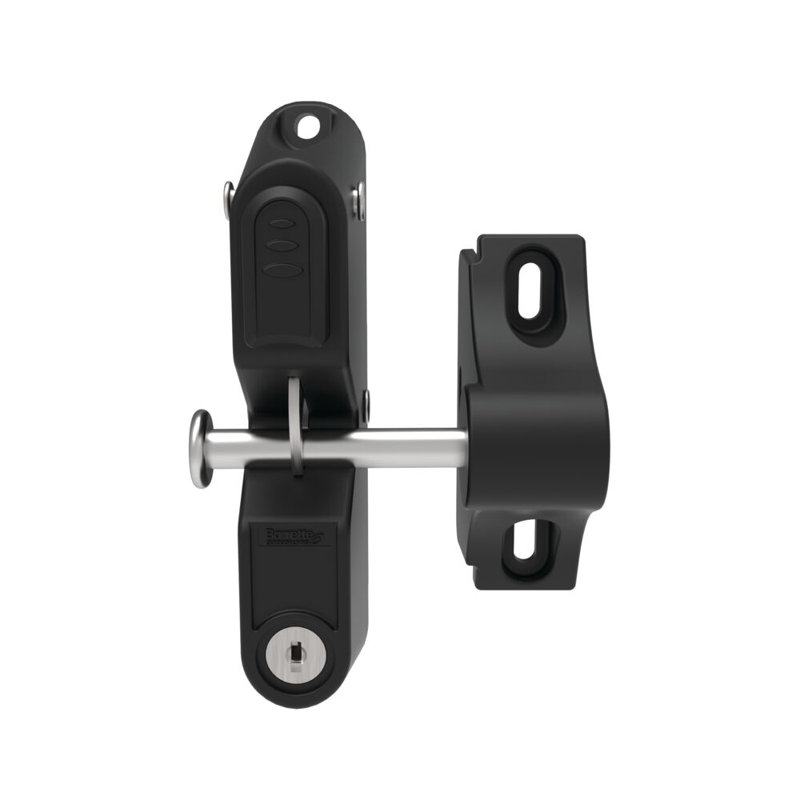 Verrou à verrouillage verrouillable avec entrée de clé à deux côtés et bouton-poussoir, Noir