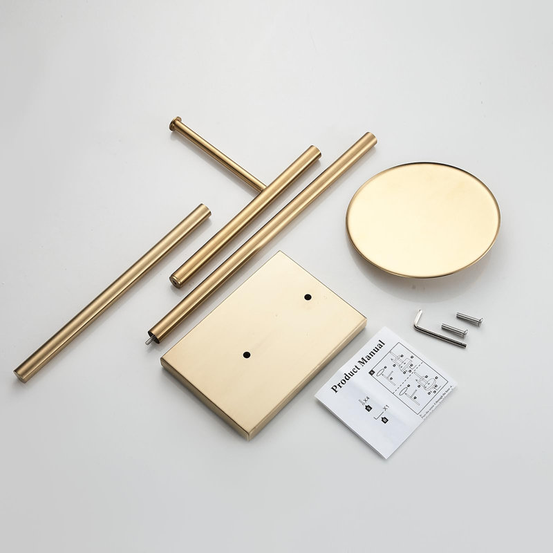 Porte-papier hygiénique autoportant brossé or avec tablette de rangement, conception compacte, rangement de salle de bain moderne, installation facile