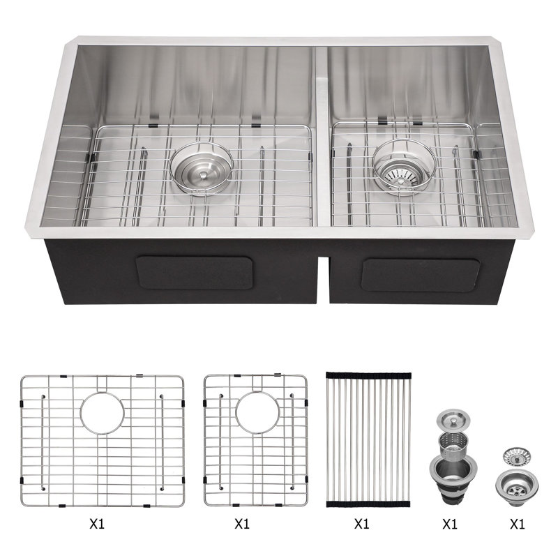 30'' Stainless Steel Undermount Double Bowl Kitchen Sink