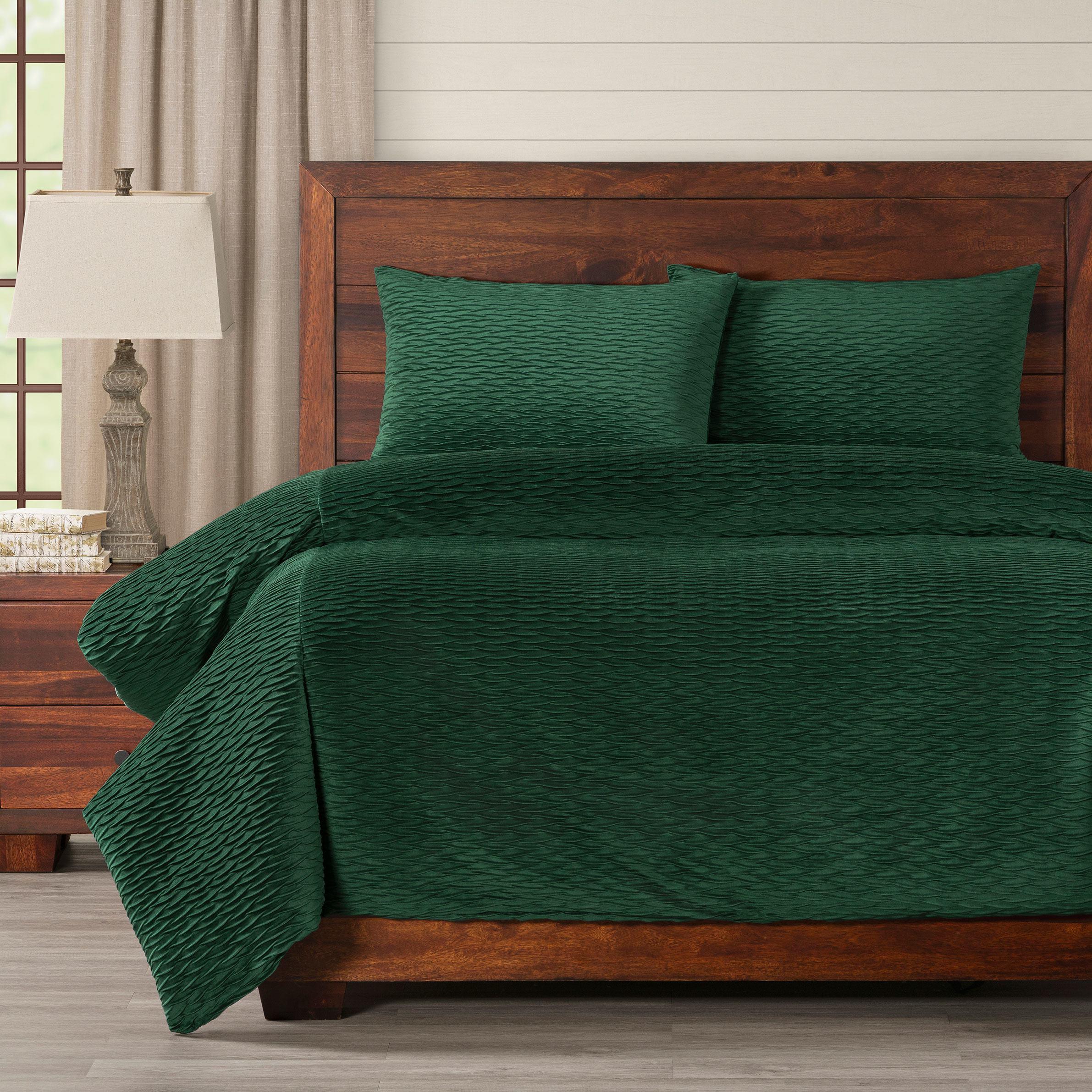 Smithsonian Pleated Velvet Emerald Green Duvet Cover Set | Wayfair