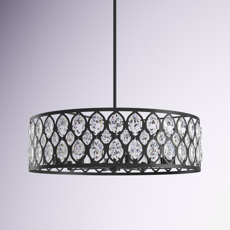 Dorothy 8 - Light Dimmable Drum Chandelier, Matte Black