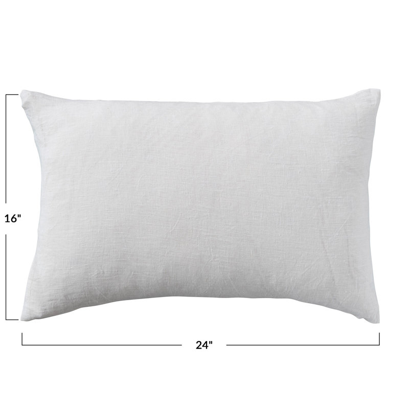 Ivory Linen Rectangular Lumbar Throw Pillow