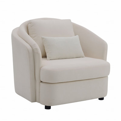 Chaise d'appoint en lin avec 1 coussin décoratif