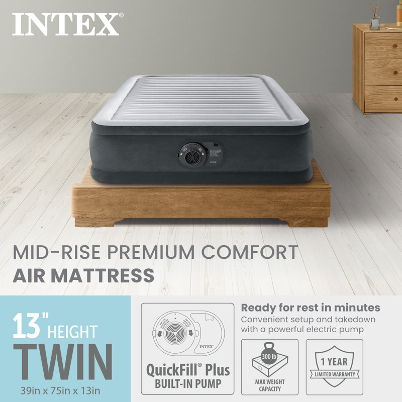 Intex Twin Comfort-Plush Airbed With Fibre-Tech, Twin