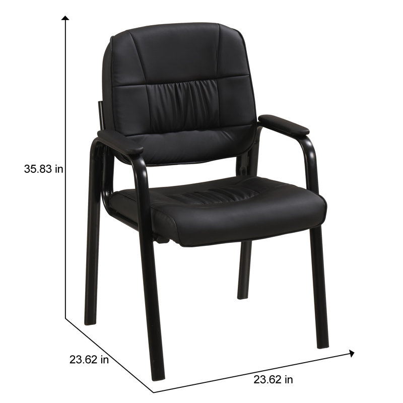 Chaise de salle d'attente en cuir avec structure en métal Nashally, Noir, noir, noir, noir