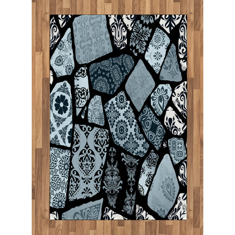 Tapis décoratif floral à haute densité en fibres de polyester, Rectangle— 4 pi x 5 pi 8 po