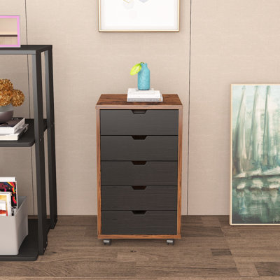 5-Drawer Mobile Storage Cabinet, Multi-Functional Rolling File Cabinet with Top Shelf for Home Office & Bedroom