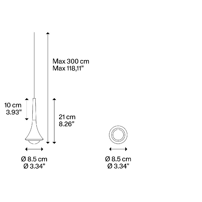 Lodes Rain Suspension Lamp Transparent Cable Line-V, Gold
