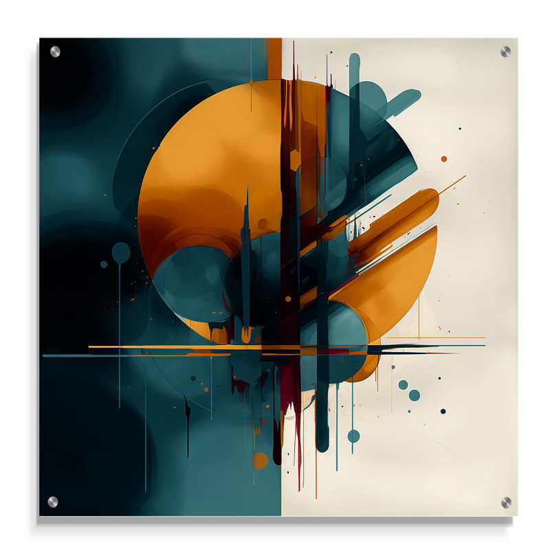 La géométrie de la lumière I - art mural abstrait géométrique en acrylique, H 16 po x l 16 po