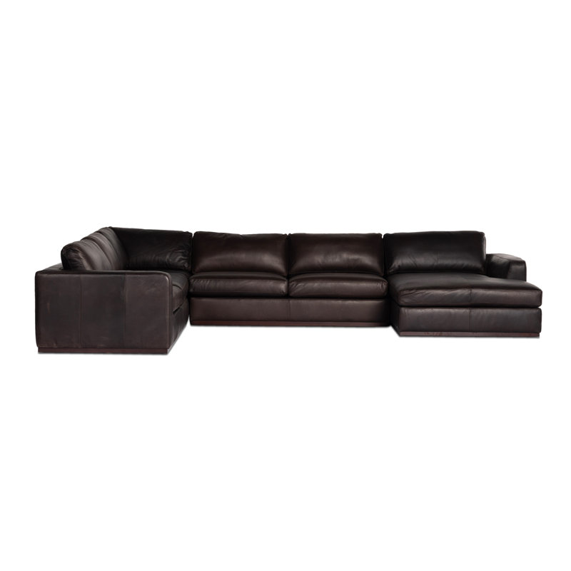 Colt 161" Wide Genuine Leather Left Hand Facing Sofa & Chaise, Left Hand Facing, Merino Cotton Polyester Blend