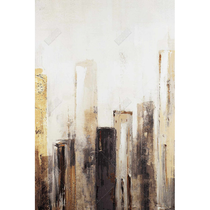 Earthy Tones City - Toile beige pour une décoration intérieure élégante, H 36 po x l 24 po