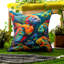 Indoor / Outdoor Animal Print Red Square Throw Pillow Cover