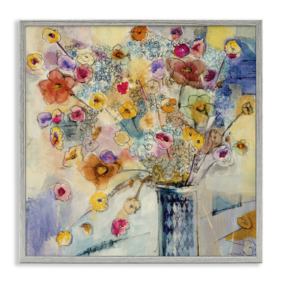 «Painted Flowers Line» par tiers et mur - reproduction encadrée