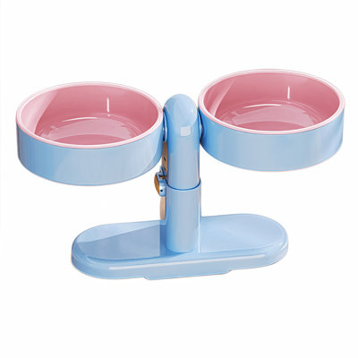 Adjustable Height Double Pet Bowls With Suction Base, Anti-Tip 2-In-1 Food And Water Feeder For Cats & Dogs, Wall-Mounted & Rotatable Neck Protection Pet Dish