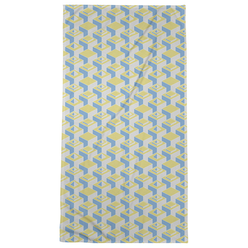 Serviette de plage classique gratte-ciels, Olive / bleu clair