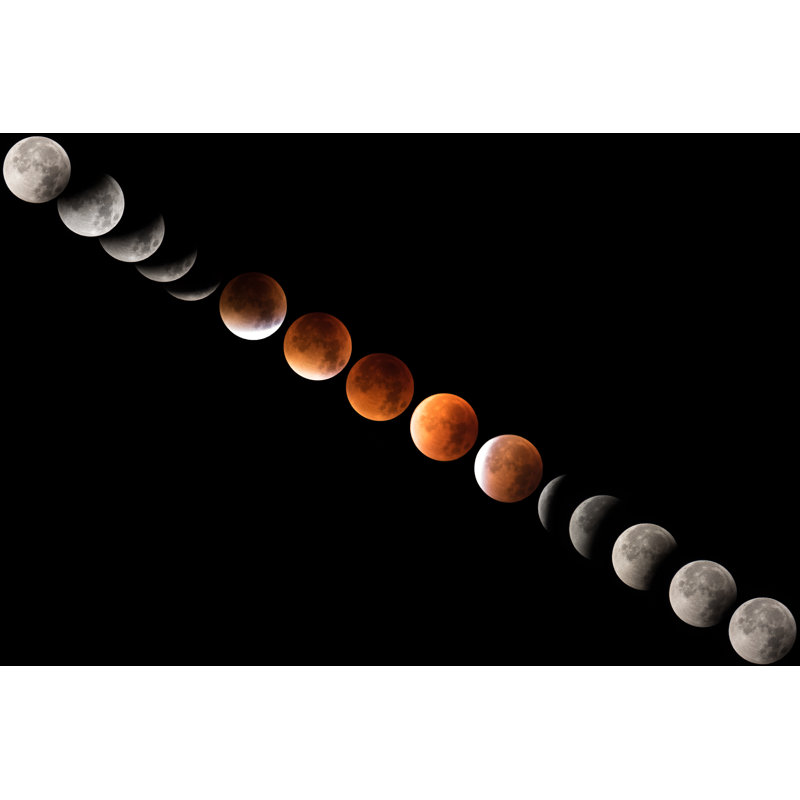 Total Lunar Eclipse Sequence - Wrapped Canvas Print, 30cm H x 46cm W