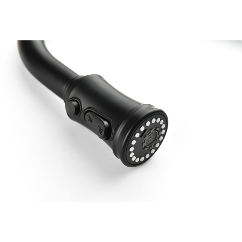 Single Handle Stainless Steel Kitchen Faucet In Matt Black, Pull Out Spray Option For User Comfort Down With Dirt Surface Hygiene