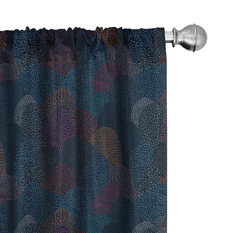 Abstract Semi-Sheer Rod Pocket Curtain Panels, 28" x 95"