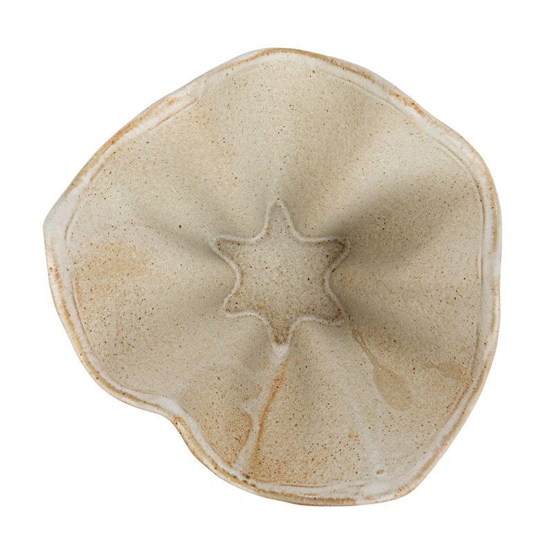 Round Stoneware Ruffled Bowl with Reactive Glaze