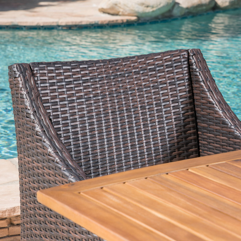 Guerrera 4 - Person Acacia Wicker Patio Dining Set with Square Table