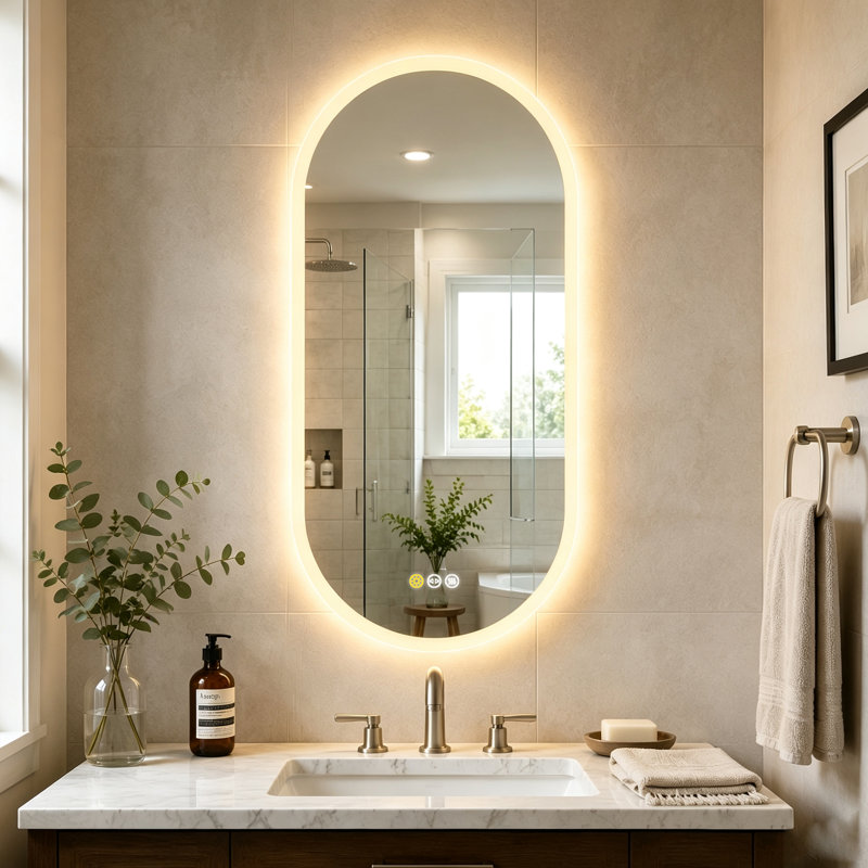 Miroir de salle de bain sans cadre Jaharie, 39,3 po x 20 po