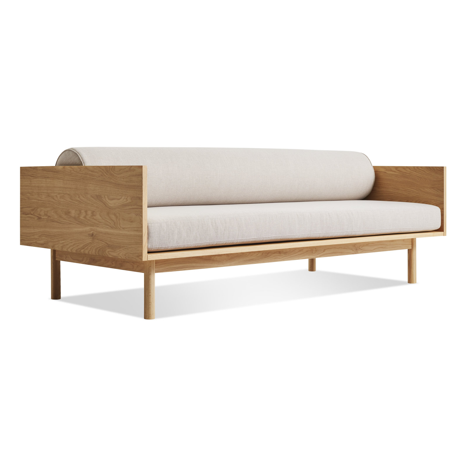 Souvenir 87'' Upholstered Sofa, Landa Stone, White Oak