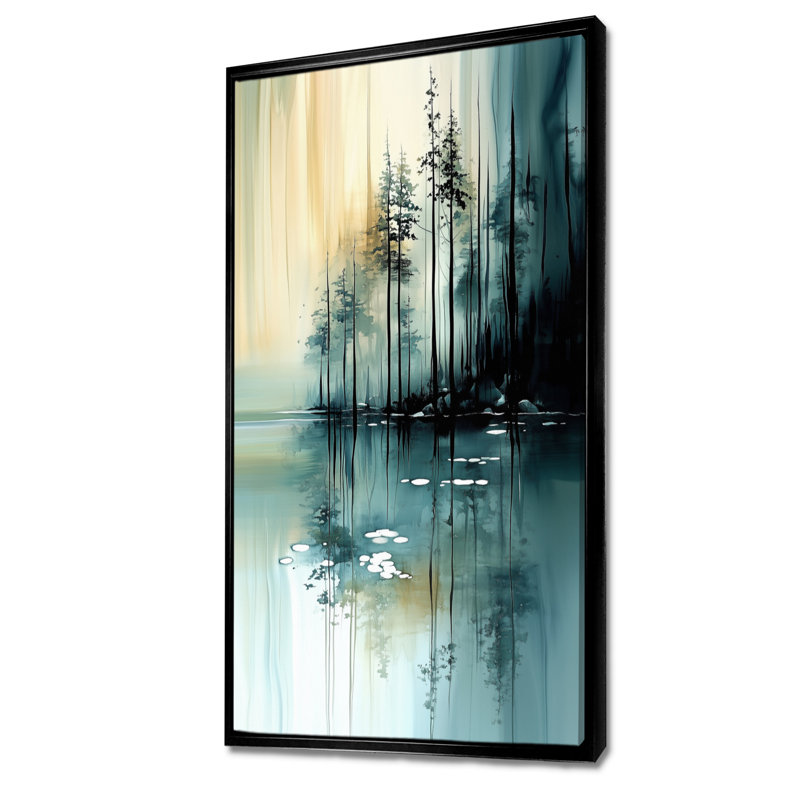 «Blue Green Quiet Mountain Lake Spring Horizon I - Blue River», reproduction d'art encadrée, H 32 po x l 16 po