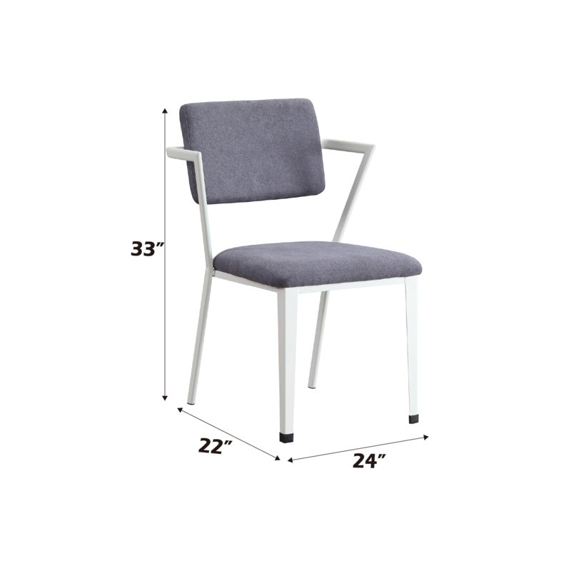Cargo Gray Fabric & White Finish Office Chair, White