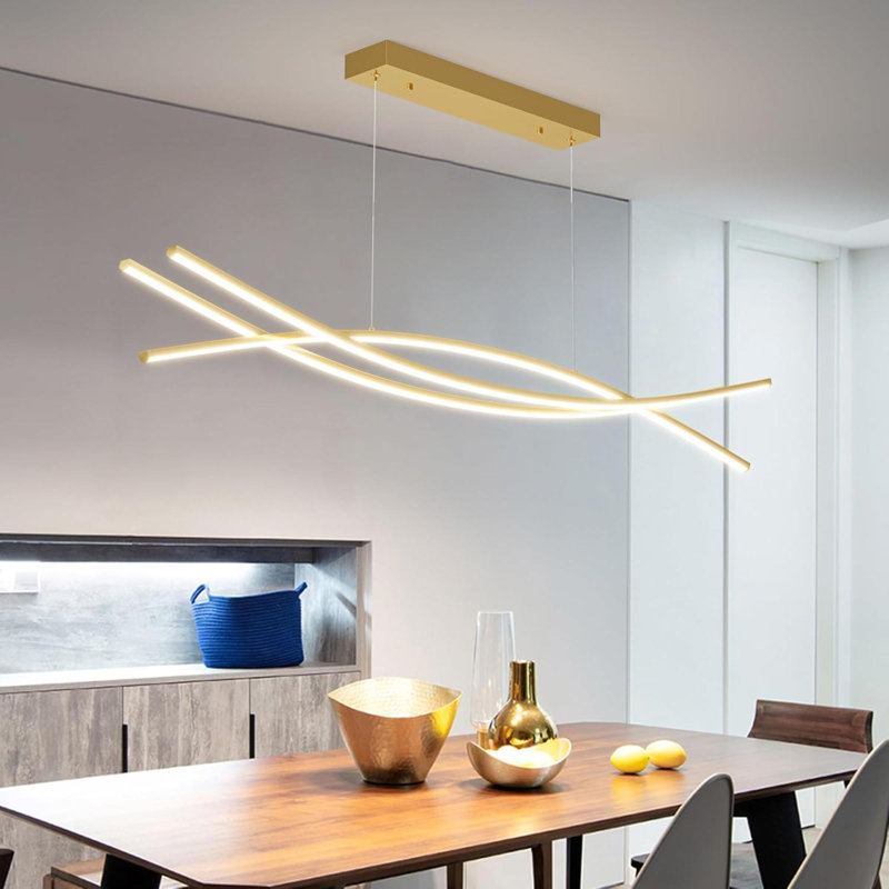 Modern Ceiling Chandelier Light Pendant Light Fixtures With Remote Control 3000K 6500K Adjustable Color Temperature  Aluminum Island Lighting Lamp For Dining Room Living Room Island