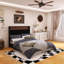 Grand lit plateforme en bois avec port USB et tablette de tête de lit-419821543-419821537