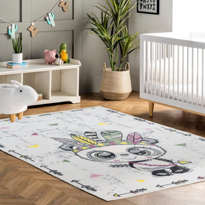 Tapis crème antidérapant tissé à imprimé numérique crème