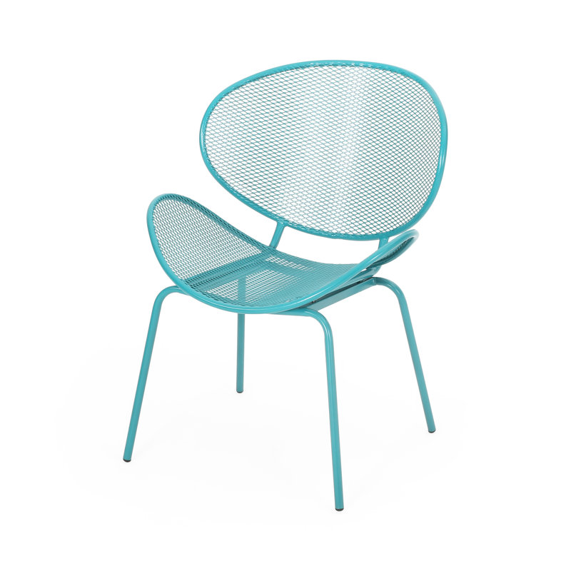 Outdoor Teal Chairs - Iron Frame, Curvaceous Design, 26.1" D X 34.87" H For Living Room Of 2 Shell Stylish Patio