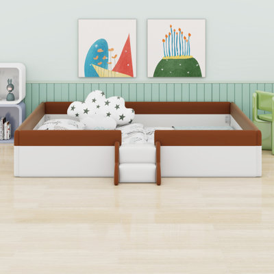 Upholstered Daybed Frame With Fence And Stairs