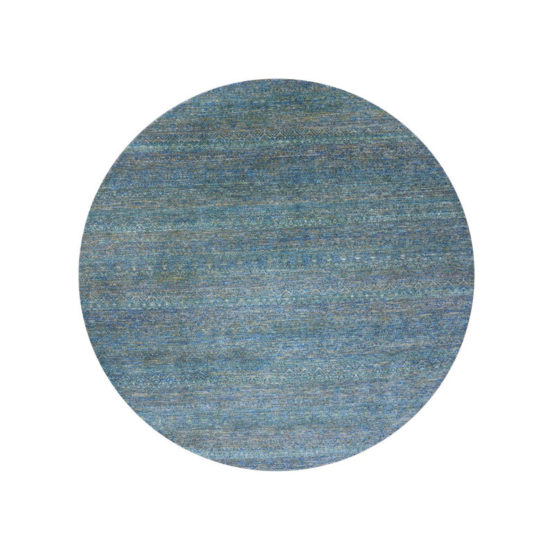Tapis oriental vert en laine noué à la main 10 pi x 10 pi Koh33