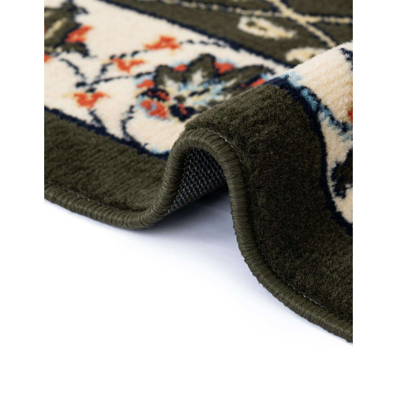 Tapis vert à motif floral Britannia, Rectangle 10 pi x 13 pi