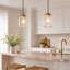  Luminaire suspendu pour îlot de cuisine 1 lumière avec verre martelé (1 ensemble)