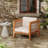 Acacia Wood Outdoor Club Chair With Beige Rope Arms And Cushions, 400 Lbs Capacity For Patio Comfort