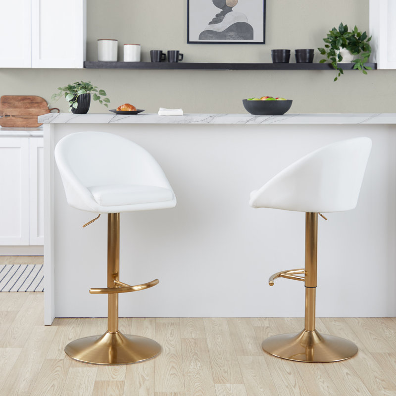 Tabouret de bar Maddison, Blanc, Doré
