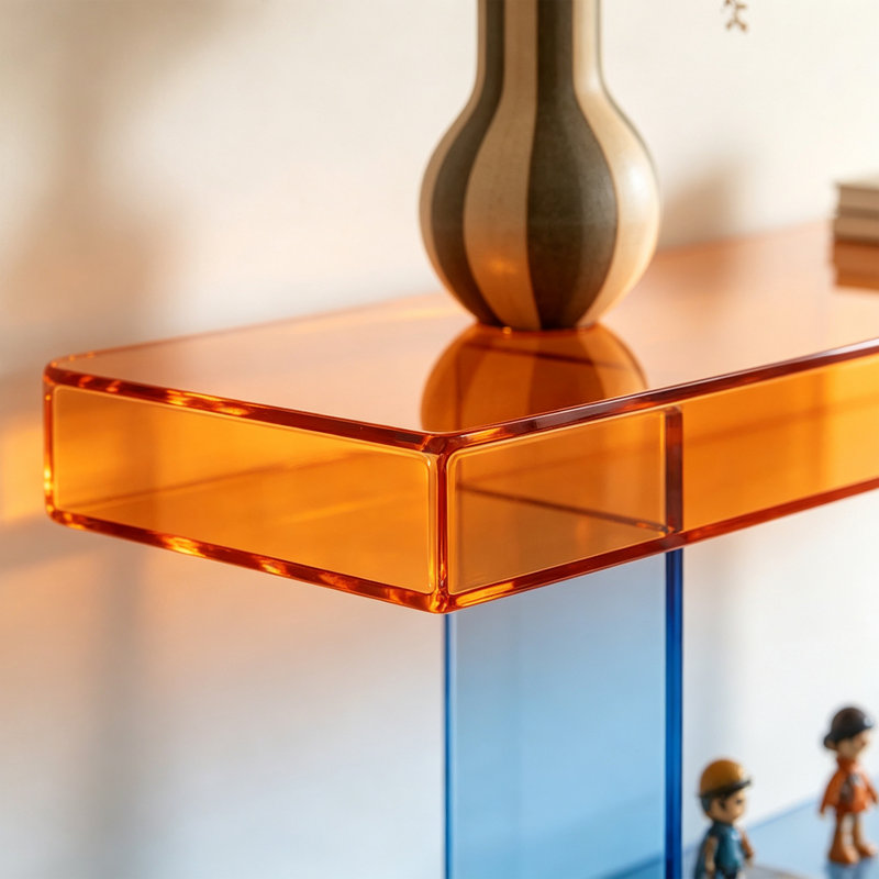Console moderne en acrylique avec tablettes, H 29,53 po x l 39,37 po x P 13,78 po