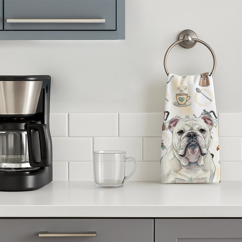 Serviette de cuisine White English Bulldog, Bouledogue anglais blanc