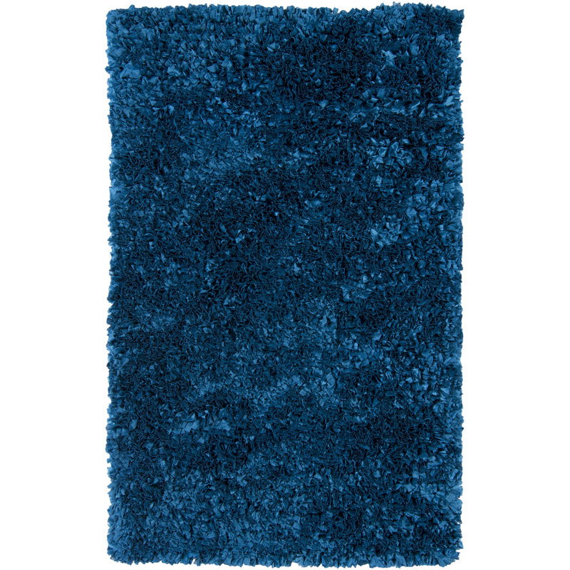 Tapis bleu à poils longs Arrisson, 3 pi 6 po x 5 pi 6 po
