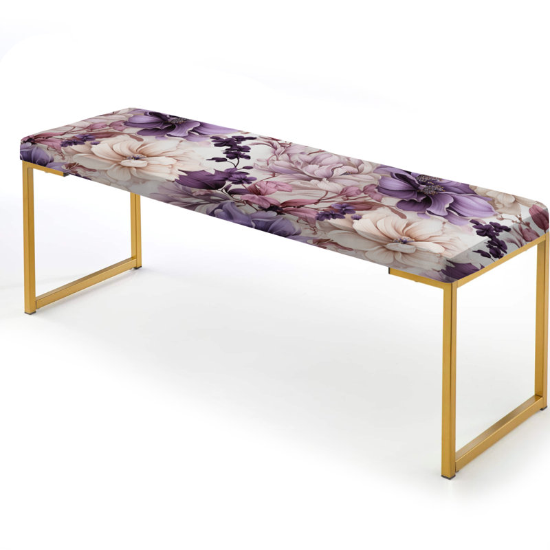 Ethereal Floral Delight Victorian Pattern III - Floral Upholstered Gold Bench