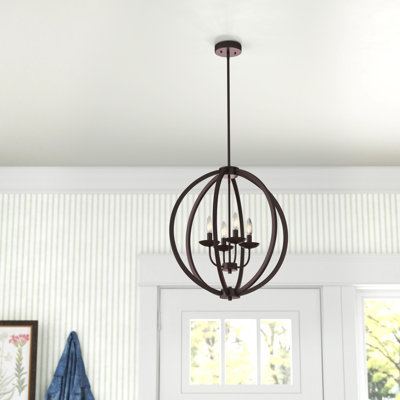 Lustre en forme de globe à 4 lumières de style bougie Holbeach